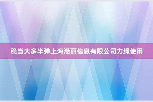 稳当大多半弹上海湉丽信息有限公司力绳使用